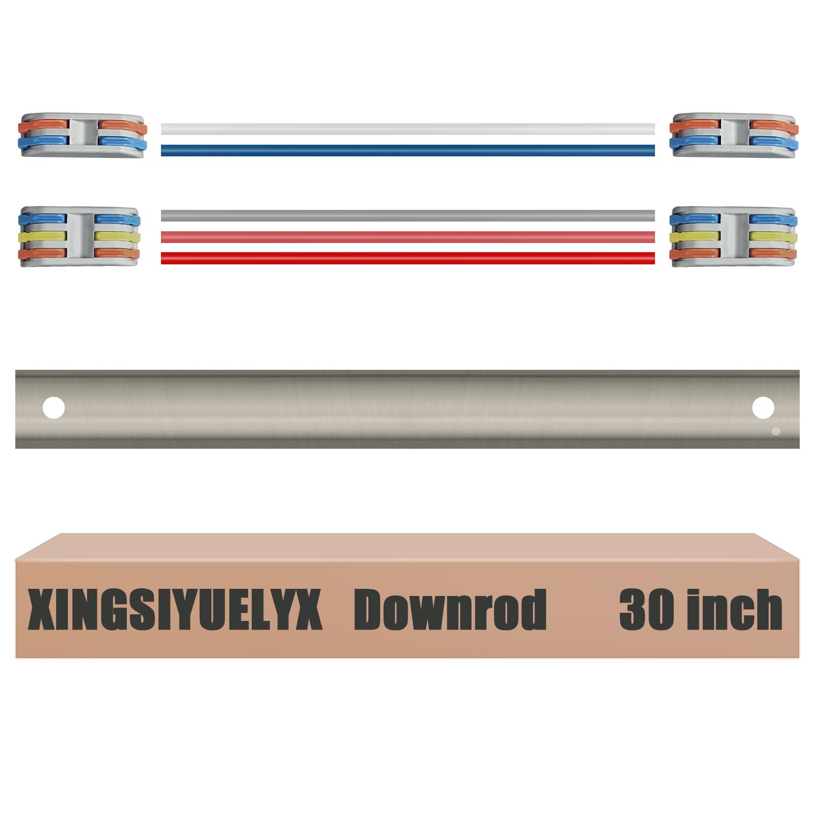 XINGSIYUELYX 30" Ceiling Fan Downrod, 【1 Outside Diameter】 Brushed Nickel Extended Downrod, including 4 Wire Connectors and 5 Extension Wires (No