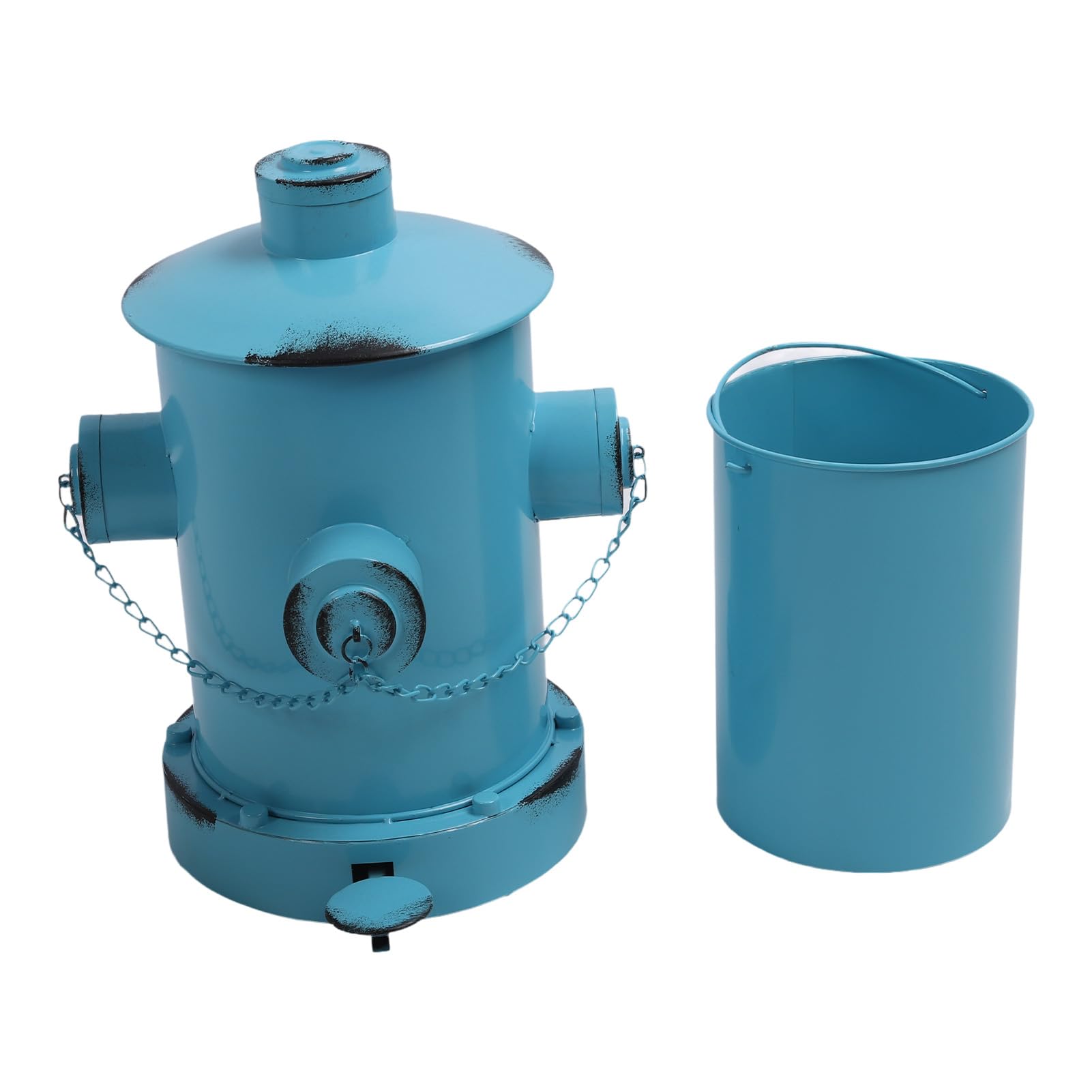 Bote de Basura Retro para Boca de Incendios, Bote de Basura con Pedal de Hierro Forjado de Gran Capacidad, Decoración Europea única de Arte de Hierro para el Hogar y la Oficina (azul claro)