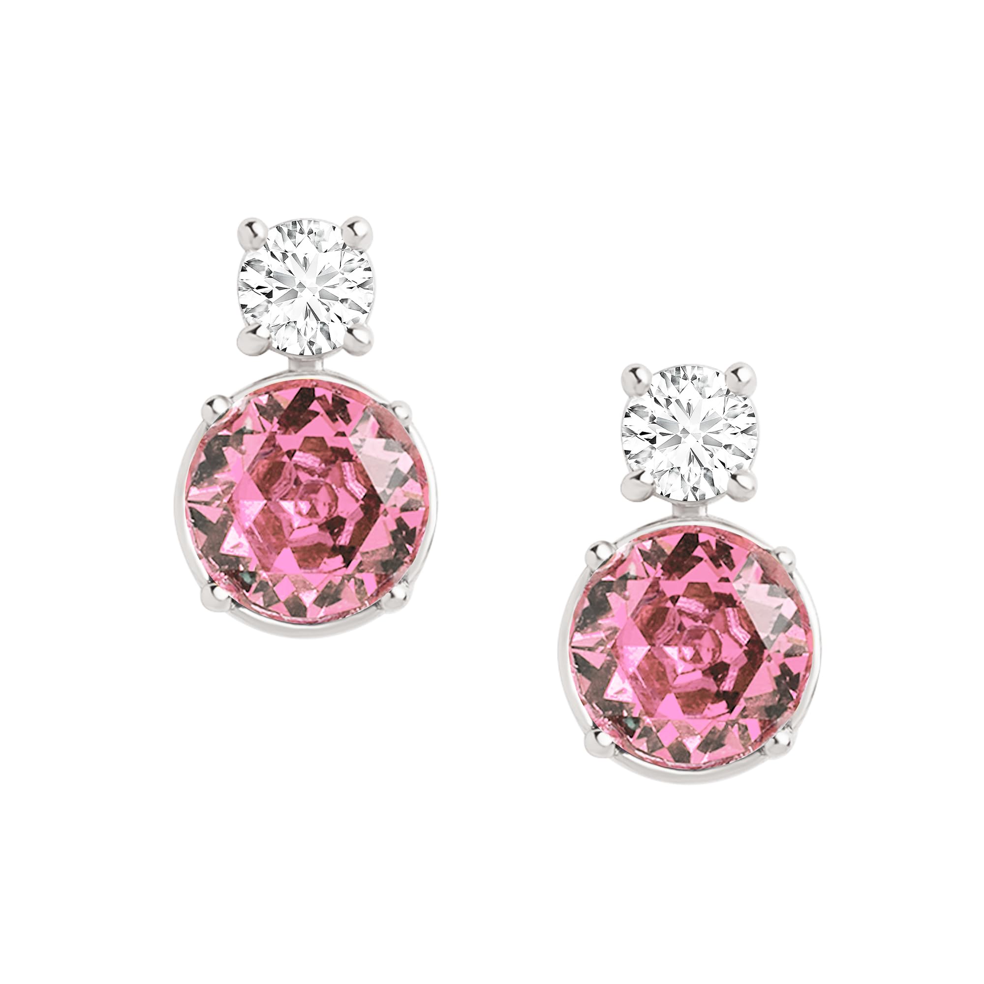 MINUTIAE Pink Round Solitaire Ear Tops Stud Earring With White Solitaire Crystal Diamond for Women and Girls (B0CTN4ZS9X) Amazon Price History, Amazon Price Tracker
