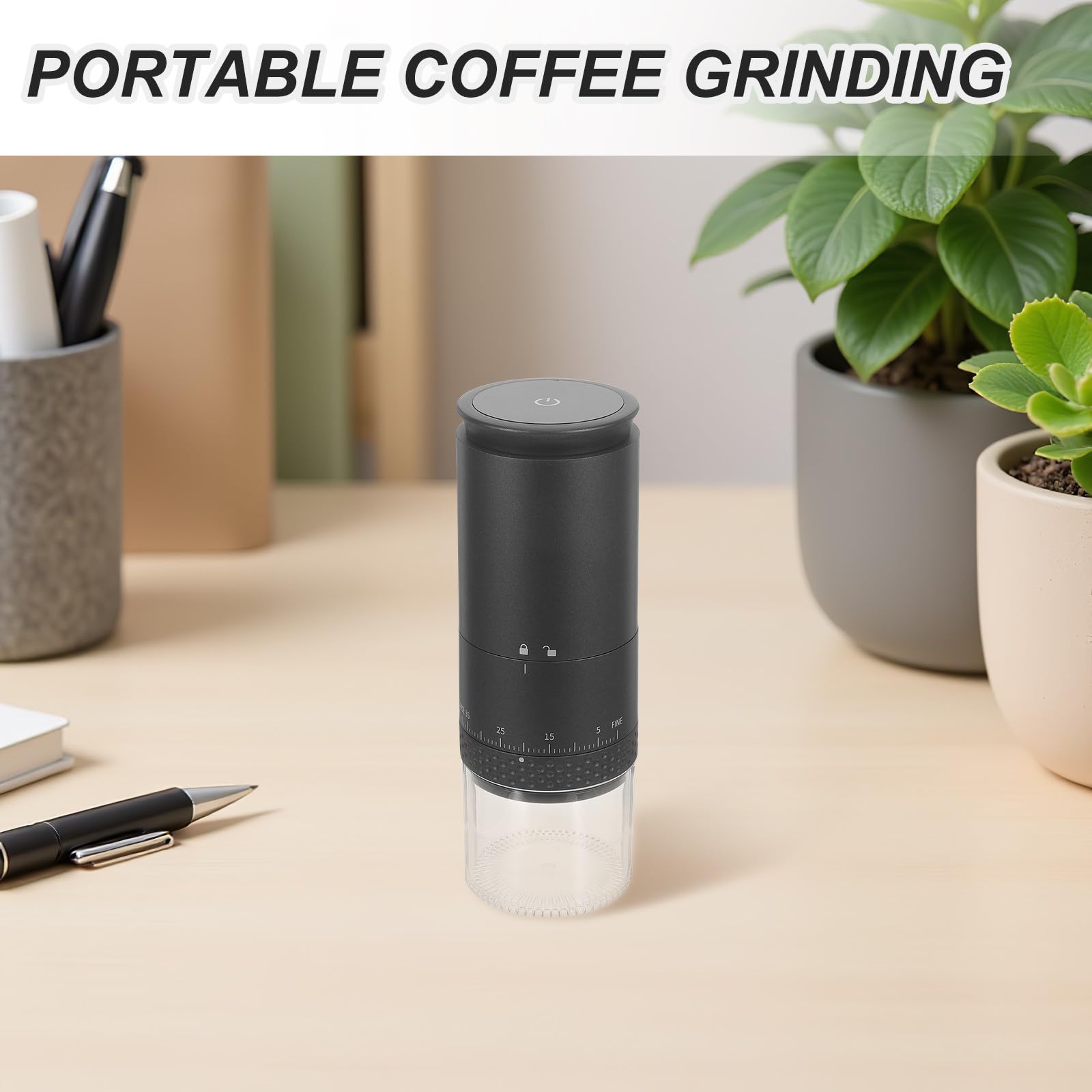 Cabilock Molinillo de Café Eléctrico Compacto con Tecnología de Molienda de Precisión y Capacidad para 25g de Granos y 50g de Café Molido para Uso en Cocina y Hogar