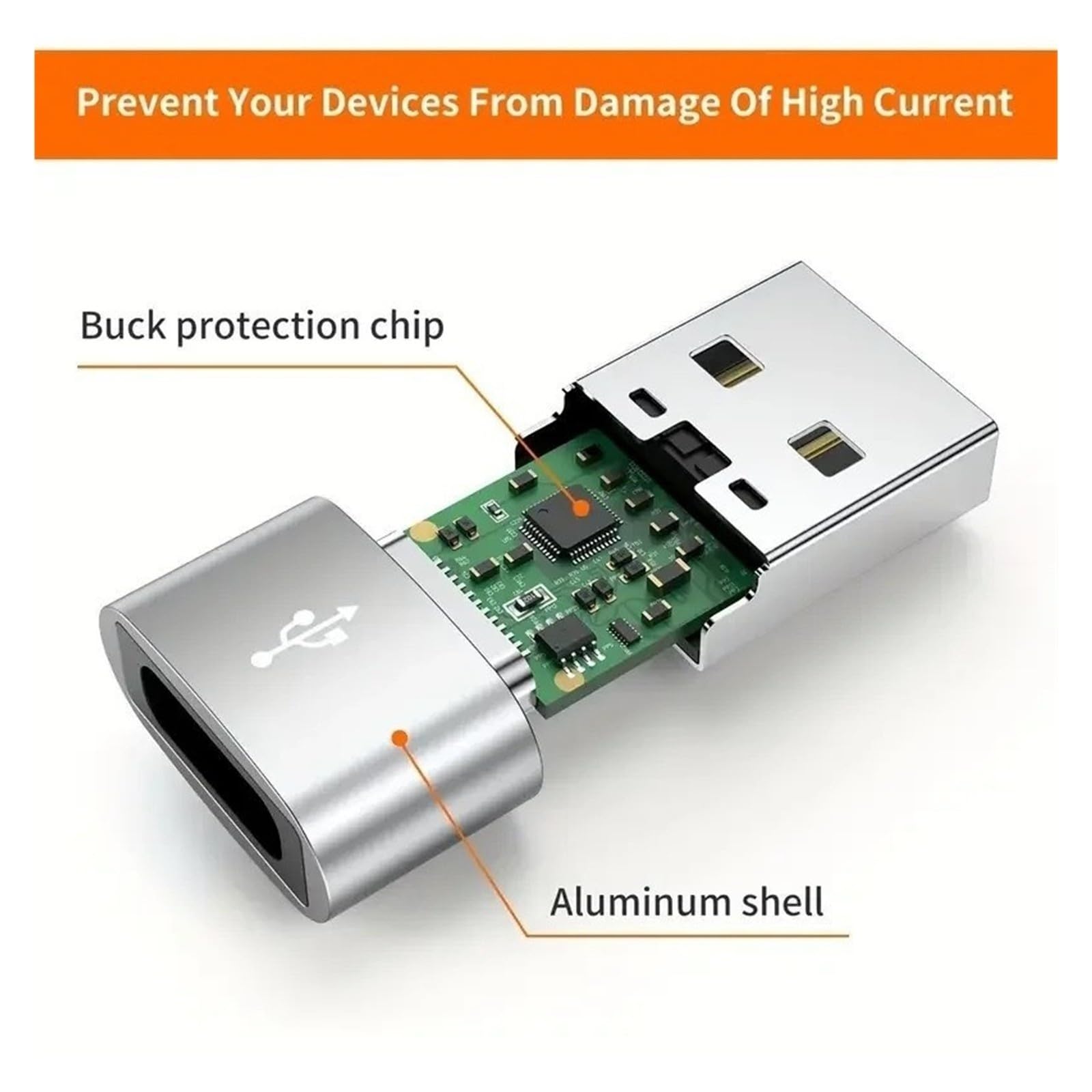 2 adattatori OTG da USB a tipo C, da USB-A maschio a USB-C femmina, per MacBook (argento e nero)
