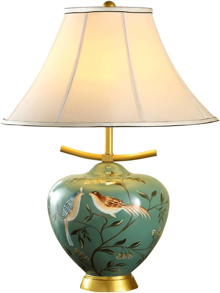Lámparas de Escritorio Lámparas de Mesa y Mesilla Lámparas de mesa de cerámica chinas, sala de estar de la cabecera del dormitorio, motivos pintados a mano, lujo moderno, color verde Iluminación de in