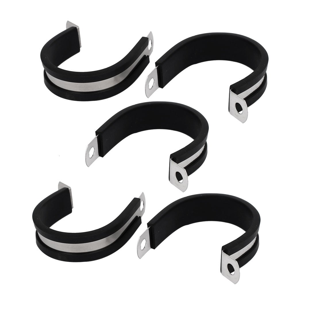 Aexit 36mm Dia Clamps EPDM Rubber Lined P Clips Cable Hose Pipe Clamps Strap Clamps Holder 5pcs