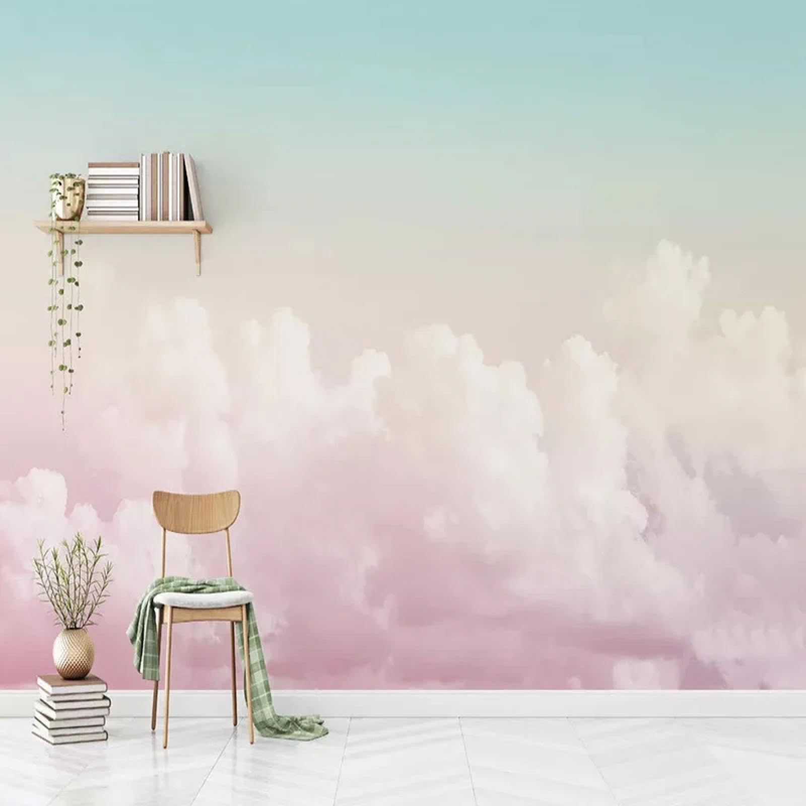 Décoration murale ciel rose nuage 3D papier peint salon moderne
