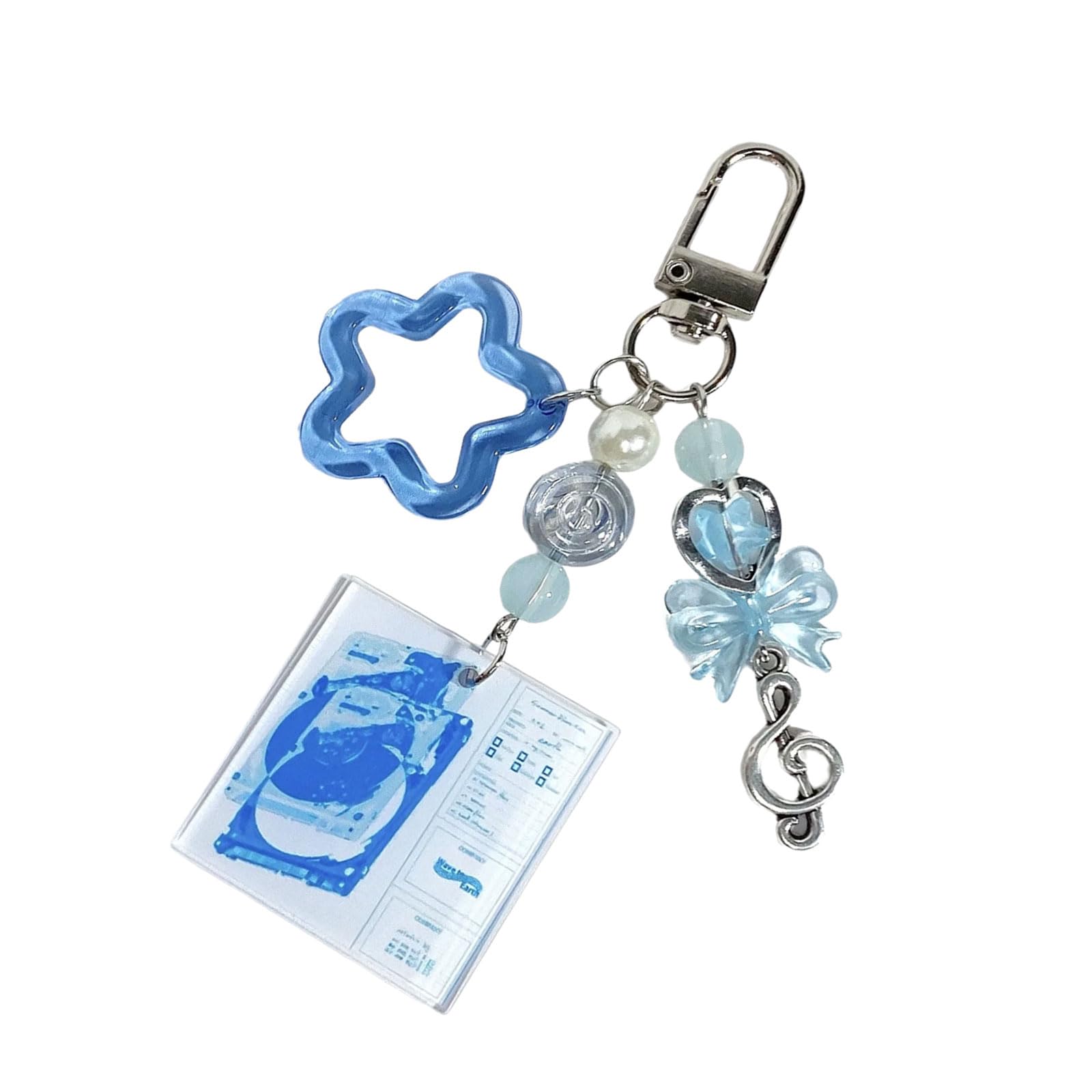 Hinayosan Unisex Blue Artistic Music Disc Keychain Handmade Music Album Keyrings Portable Key Accessory Present For Friend Couples Occasions