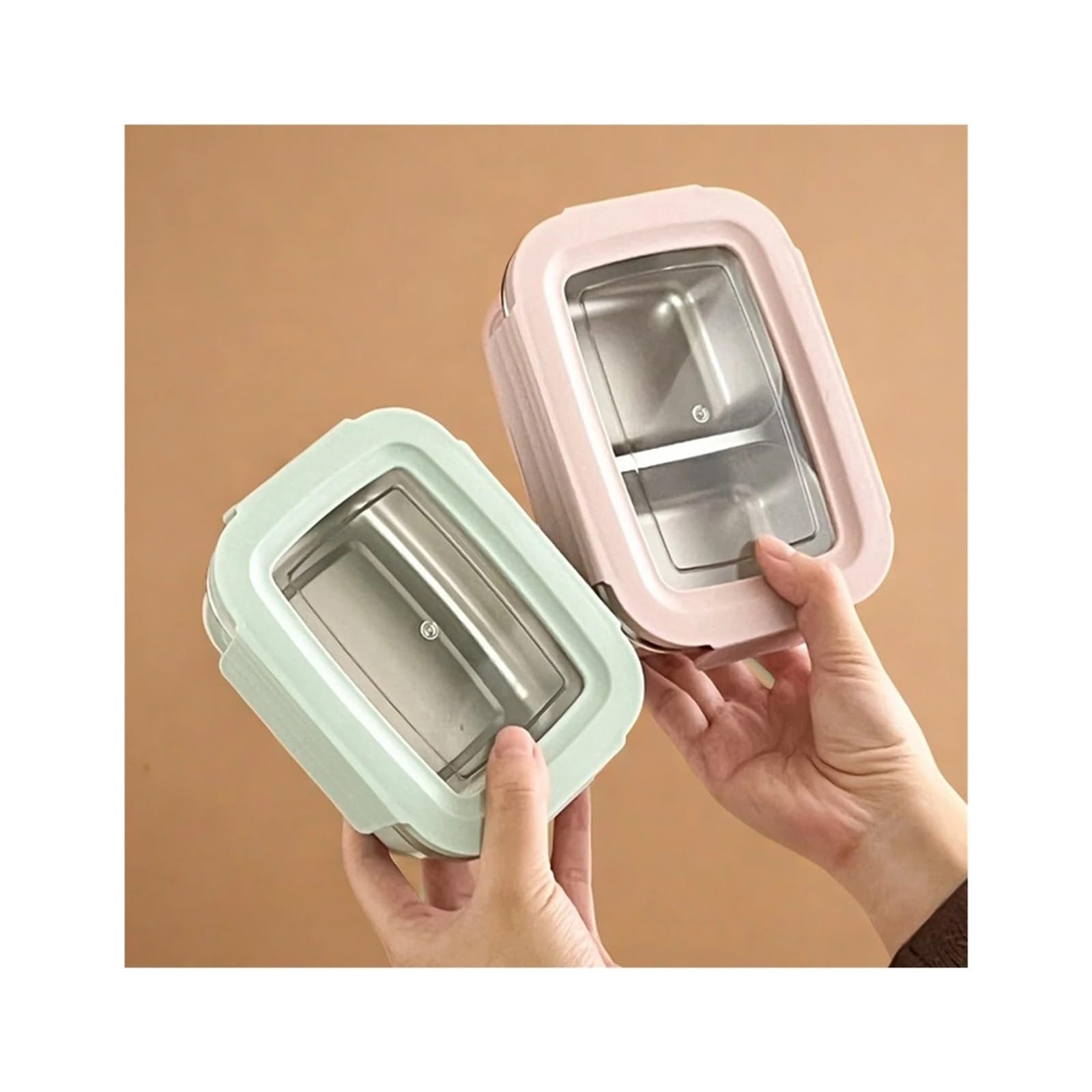 Genérico Fiambrera portátil de gran capacidad for Picnic con compartimentos individuales/dobles, contenedor acero inoxidable 304 a prueba fugas(Green 850ml)