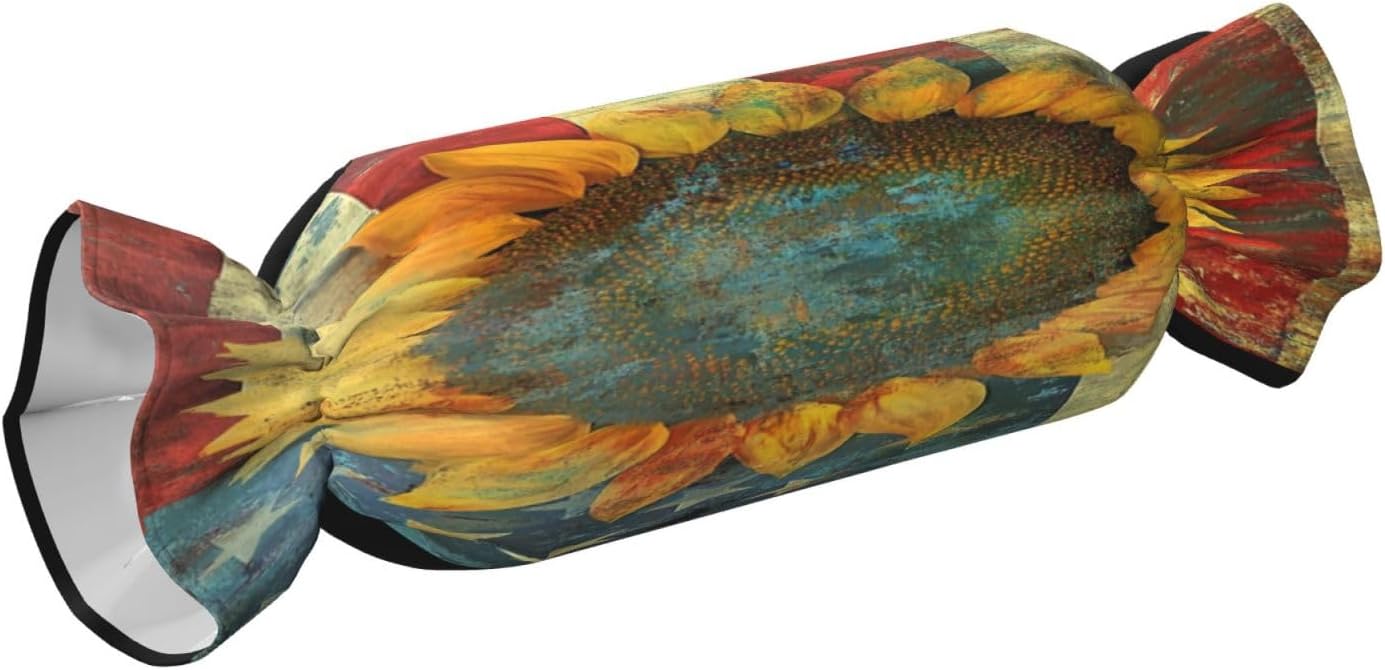 Sunflowers Elements Cylindrical Pillow-Premium Bed Pillows, Side Sleeper Neck Support, Decorative Candy Design, Soft and Durable