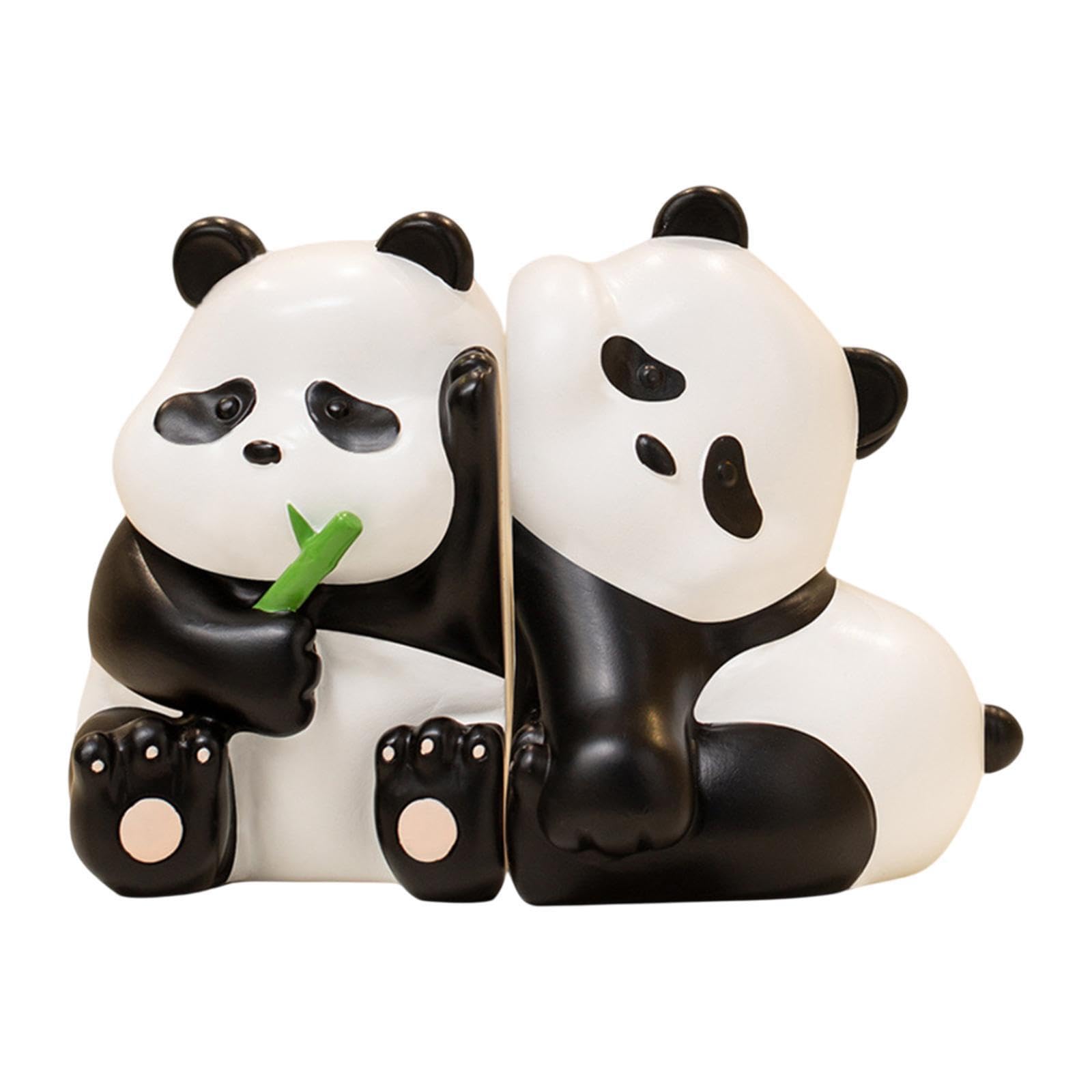 TWISAXC Panda Bookends Choice For Book Lovers Heavy Book Stoppers Supporting Collection And Vinyl Records Decorative Bookends Heavy Shelves Home Decor
