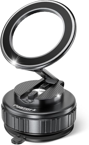Car Phone Holder for Magsafe [78+LBS Strongest Suction & 2500gf Strongest Magnetic] 360 Adjustable Car Phone Mount.Portable Phone Holders for Car for iPhone 17,Black