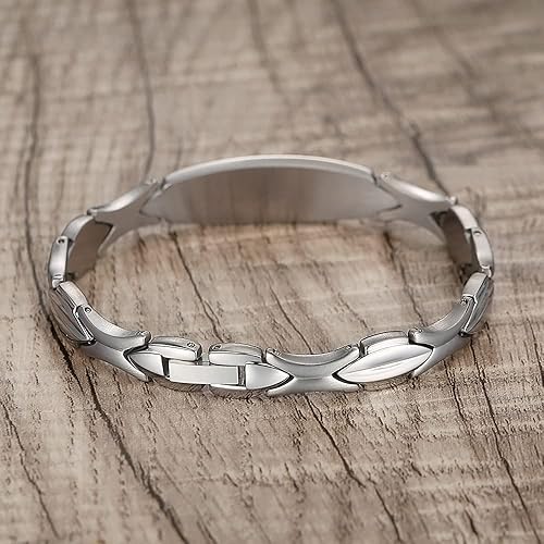 Miniatura 3 de LinnaLove Pulsera de alerta médica brillante de moda con grabado gratuito pulsera de identificación médica de acero inoxidable para mujeres