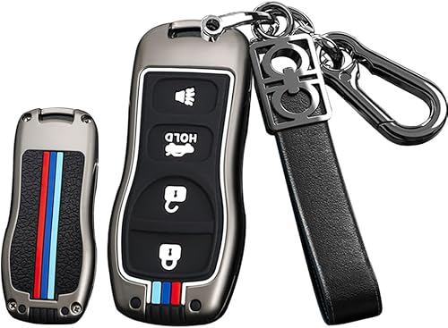 Miniatura 10 de HIBEYO Funda para llavero de aleación de 3 botones para Nissan Tiida Sentra X-Trail T30 Altima Frontier Armada Maxima para Infiniti QX56 JA60 FX35