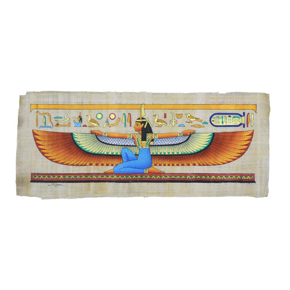 Papyrus égyptien Maat décoration murale égyptienne originale faite main 34 x 82 cm