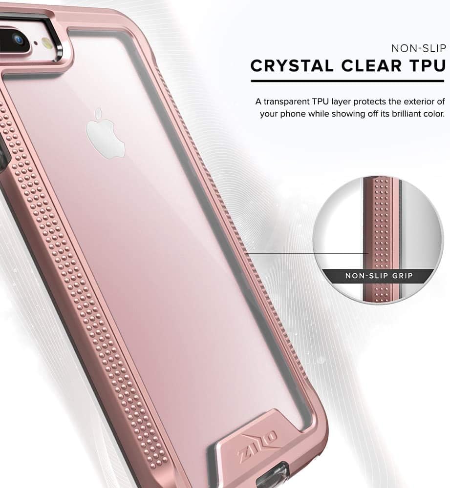 Zizo ION Series for iPhone 8 Plus Case Military Grade Drop Tested with Tempered Glass Screen Protector iPhone 7 Plus 6s Plus Rosegold Clear