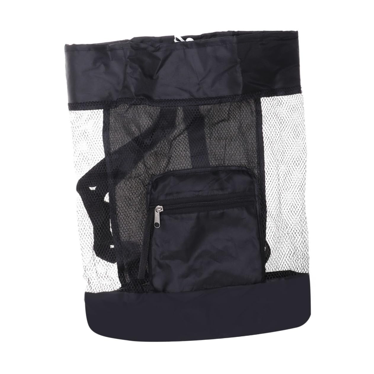 Toddmomy Mesh Backpack Tote Bag Foldable Beach Storage for Shells Black Design for Teens for Sand Water Activities