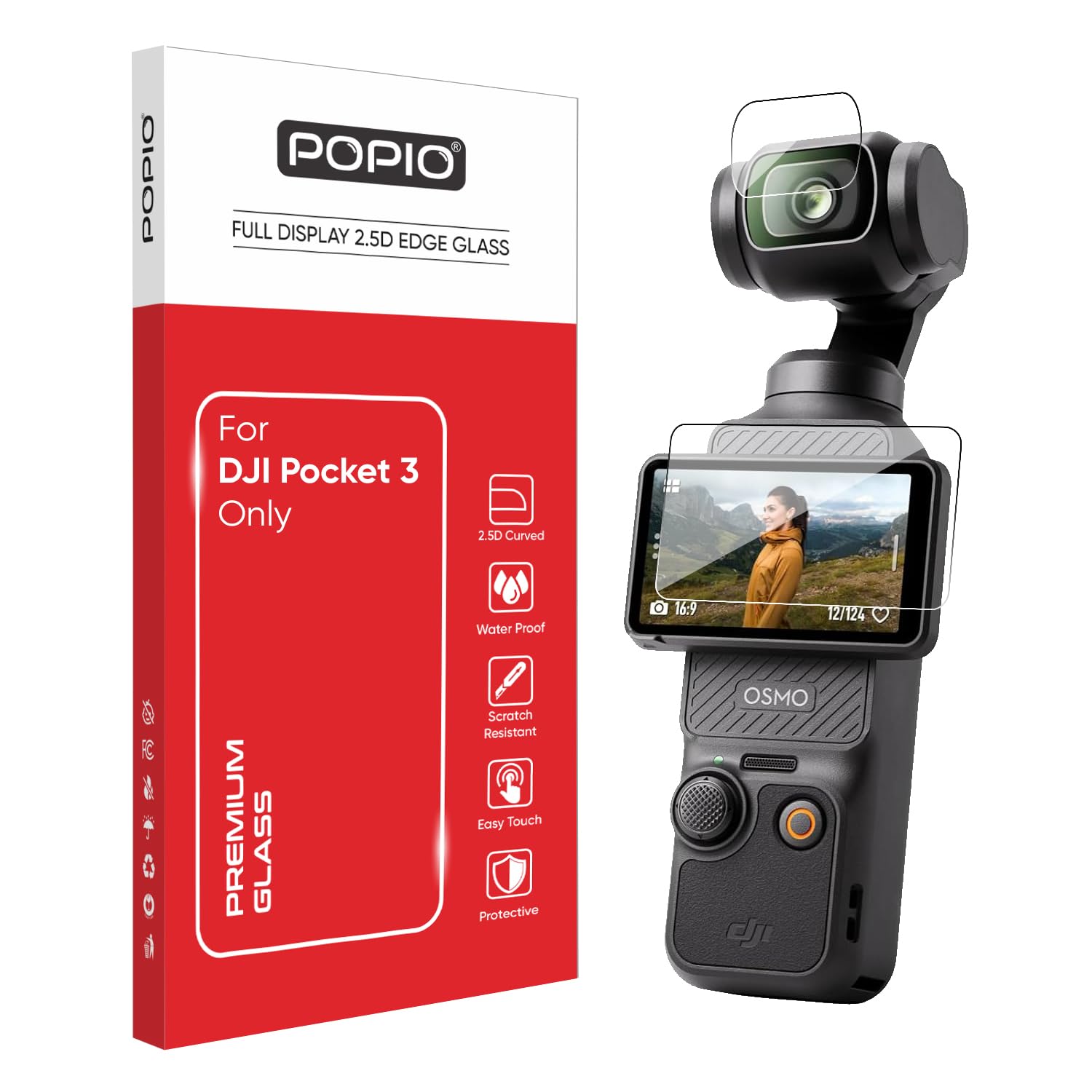 POPIO Tempered Glass Screen Protector Compatible for DJI Osmo Pocket 3 Action Camera (Transparent) Edge To Edge Full Screen Coverage With Installation Kit, Complete Set Of 2 Glass-picture-30