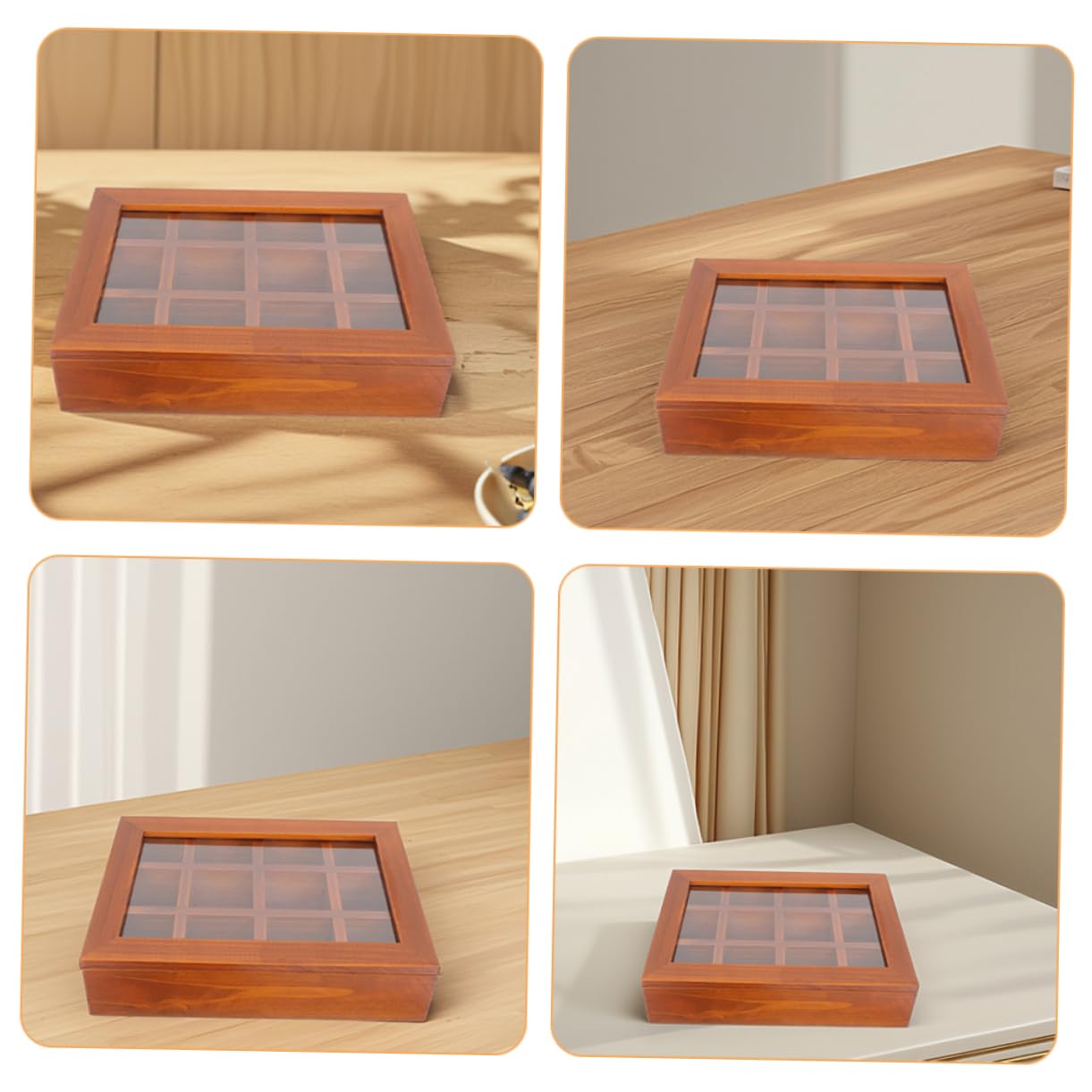 Teebeutel-aufbewahrungsbox aus Holz mit Fächern Transparentem Acryldeckel Luftdichtem Verschluss für Frische Teebeutel für Zuhause und Reisen