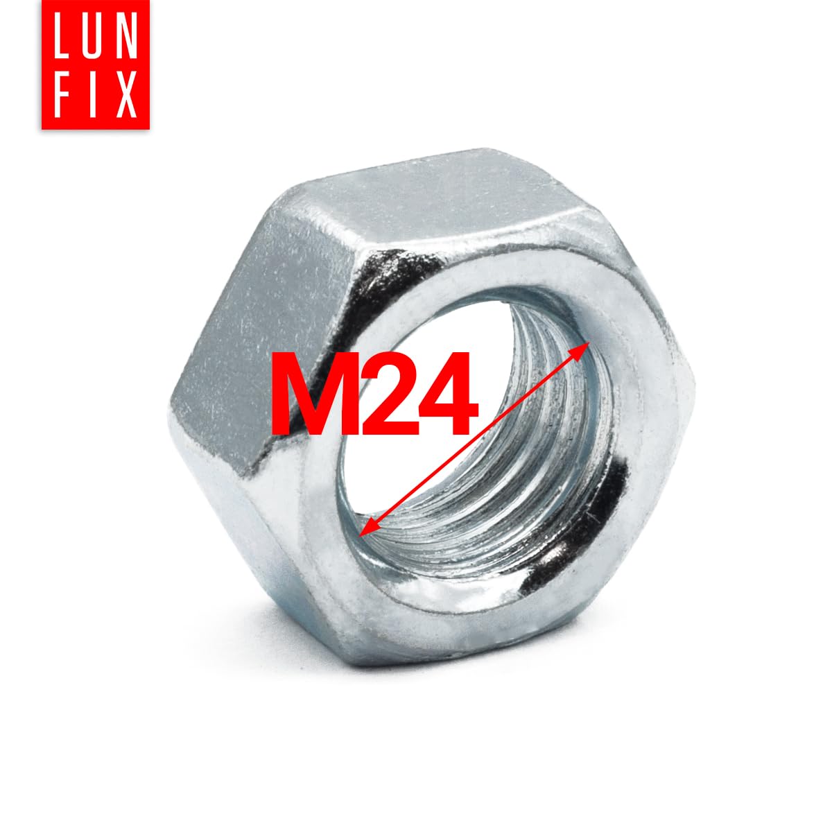 Tuerca hexagonal M24 DIN 934/ISO 4032, acero inoxidable A2 V2A, para tornillos y barras roscadas interior y exterior (1050 unidades)