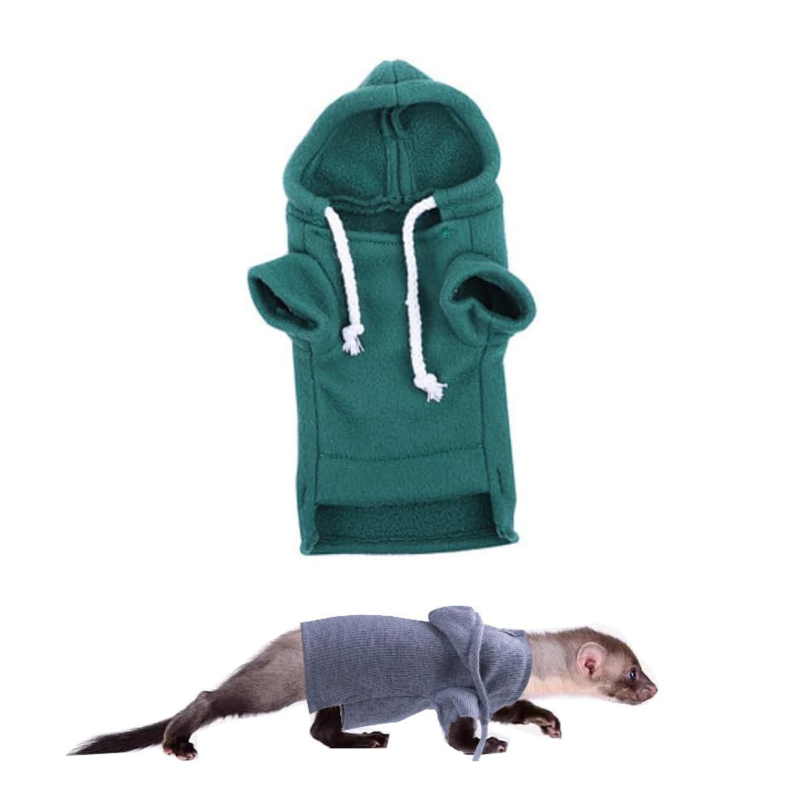 Ferret Clothes Cool Hoodie Sweater Outfits Funny Photo Prop for Small Animal Rat Hamster Guinea Pig Bunny Squirrels (Green,Small)