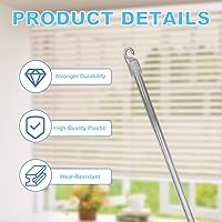 Vista 3 de 4 varitas ciegas de 12 pulgadas, barra inclinable para ventana, mango de control vertical de varita, repuesto de varilla inclinable transparente