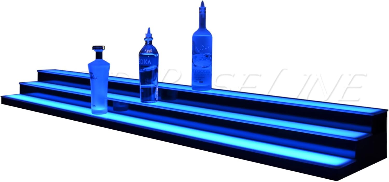 Low Profile 3 Step LED Color Changing Illuminated Display Shelf 96"