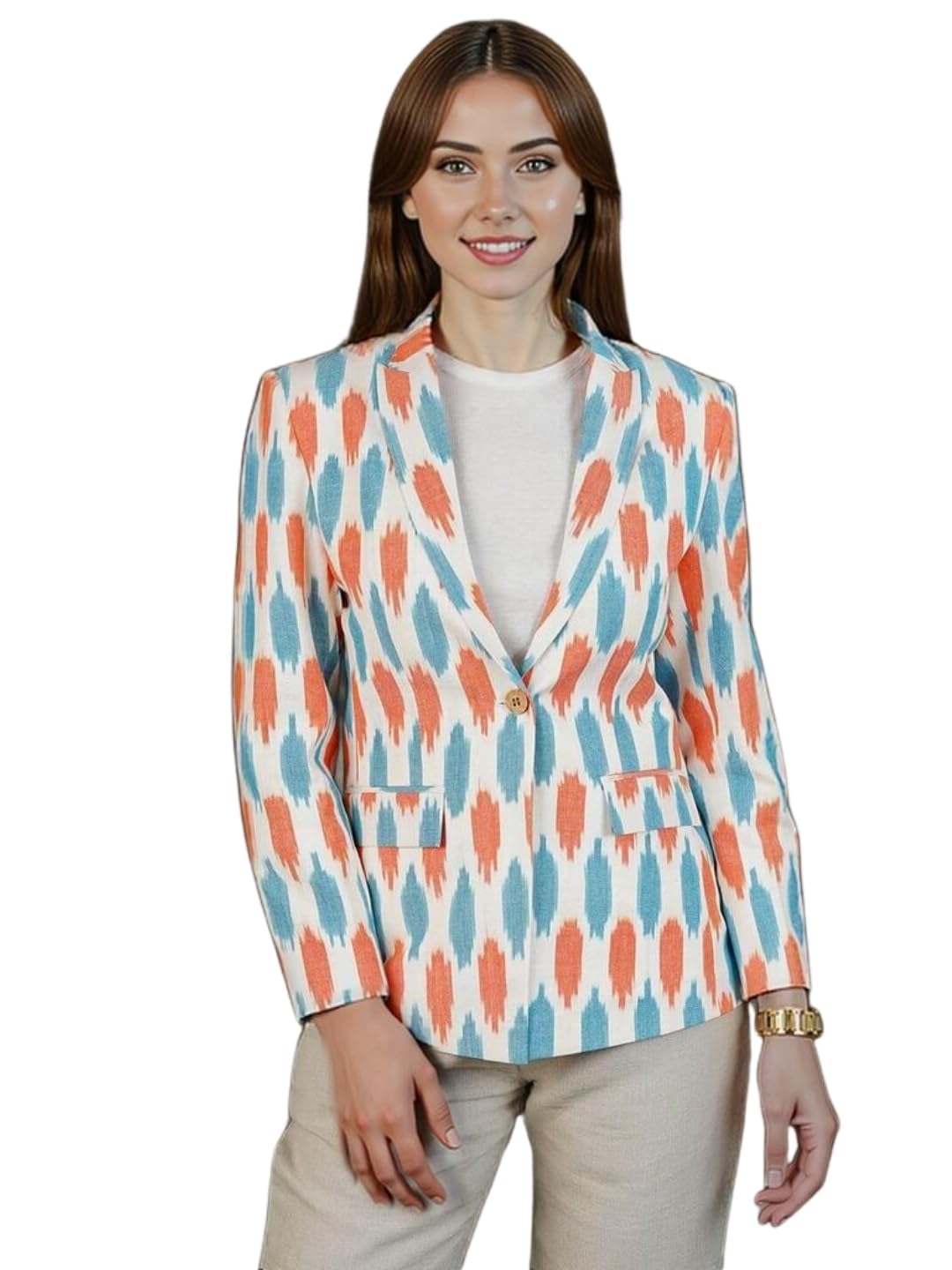 talethread Women's Blazer Ikat Cotton Blazer-picture-23
