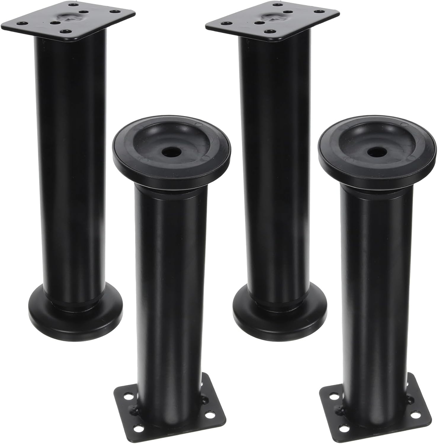 Adjustable Furniture Legs 18-30cm with Base Black Bed Frame Support Legs Replacement 4pcs for Bed Slat Reinforcement