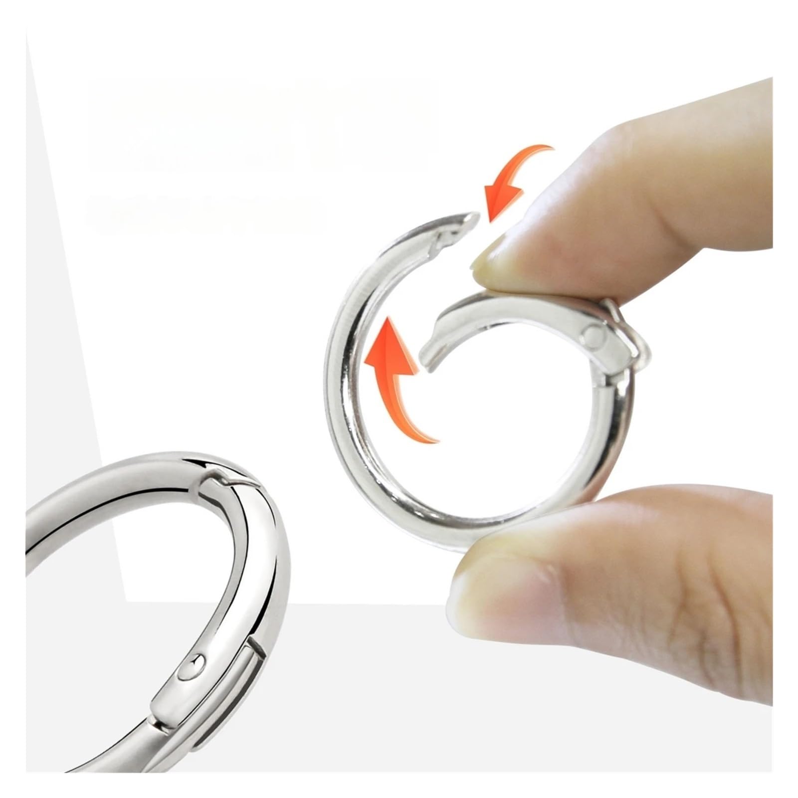Anillos redondos de resorte metal 30 piezas Gancho presión anillo redondo Llavero circular que se puede abrir Bolsa Ganchos correa Kit costura Correas Bucle(Gray,25mm)