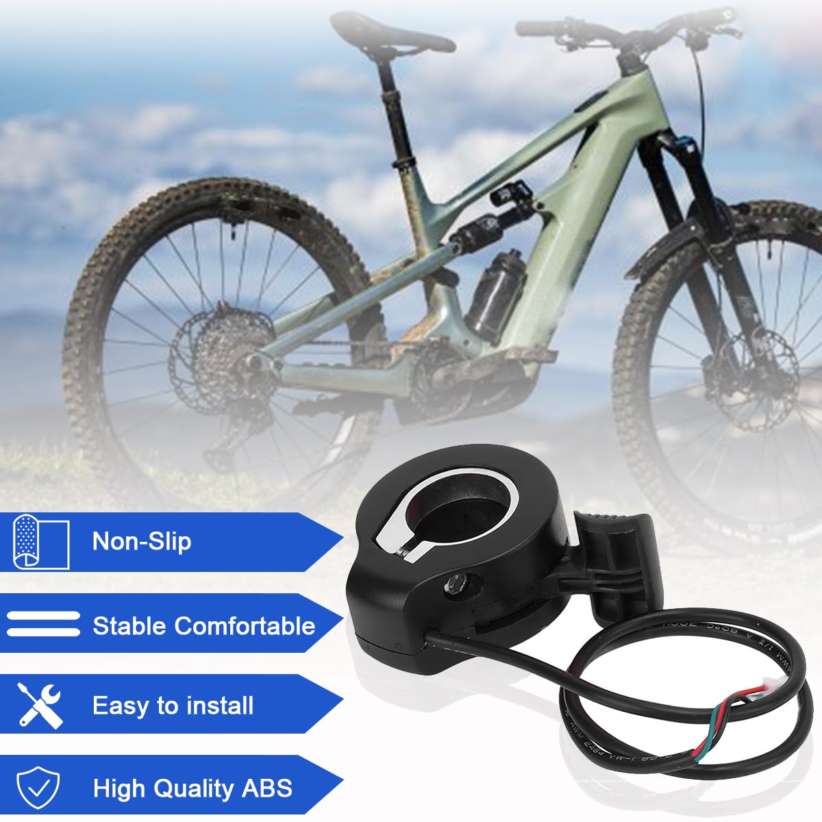 ZAMDOE Acceleratore Universale a Pollice 7/8 di Pollice (22 mm) Gruppo Leva acceleratore 12V-72V per Bici elettriche Scooter elettrici e monopattini per Bambini Antiscivolo Impermeabile