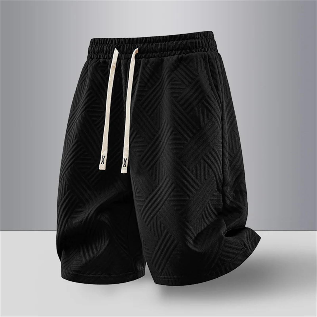 Men's Sports Shorts Diagonal Stripes Drawstring Pockets Outdoors Hiking Solid Short Pants