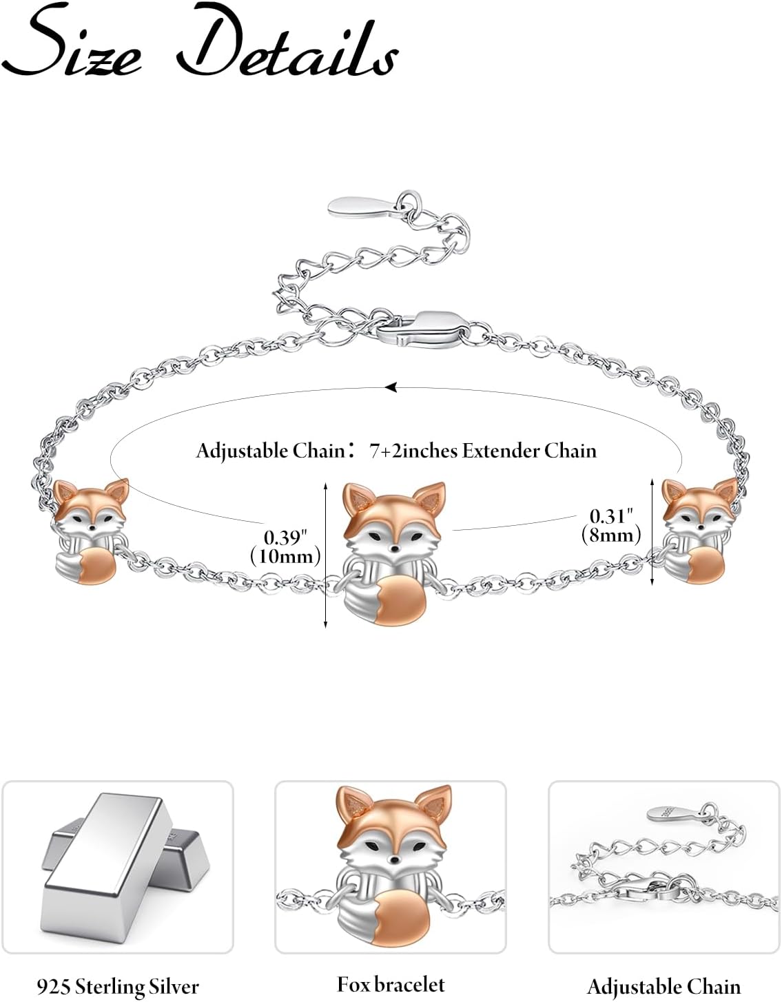 Palpitate Fox Bracelet Fox Gifts 925 Sterling Silver Cute Animals Bracelet Jewerly Gifts for Women Daughters - Image 4