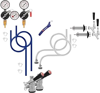 Two Keg Door Mount DIY Kegerator Beer Tap Conversion Kit with Dual Body Regulator