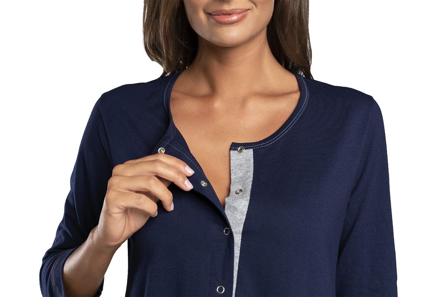 Italian Fashion Chemise de Nuit Allaitement | Pyjama Grossesse et Maternité | Pyjama Femme Enceinte pour la Maison et l’Hôpital | Tenue Maternité Accouchement avec Fermeture S-XXL