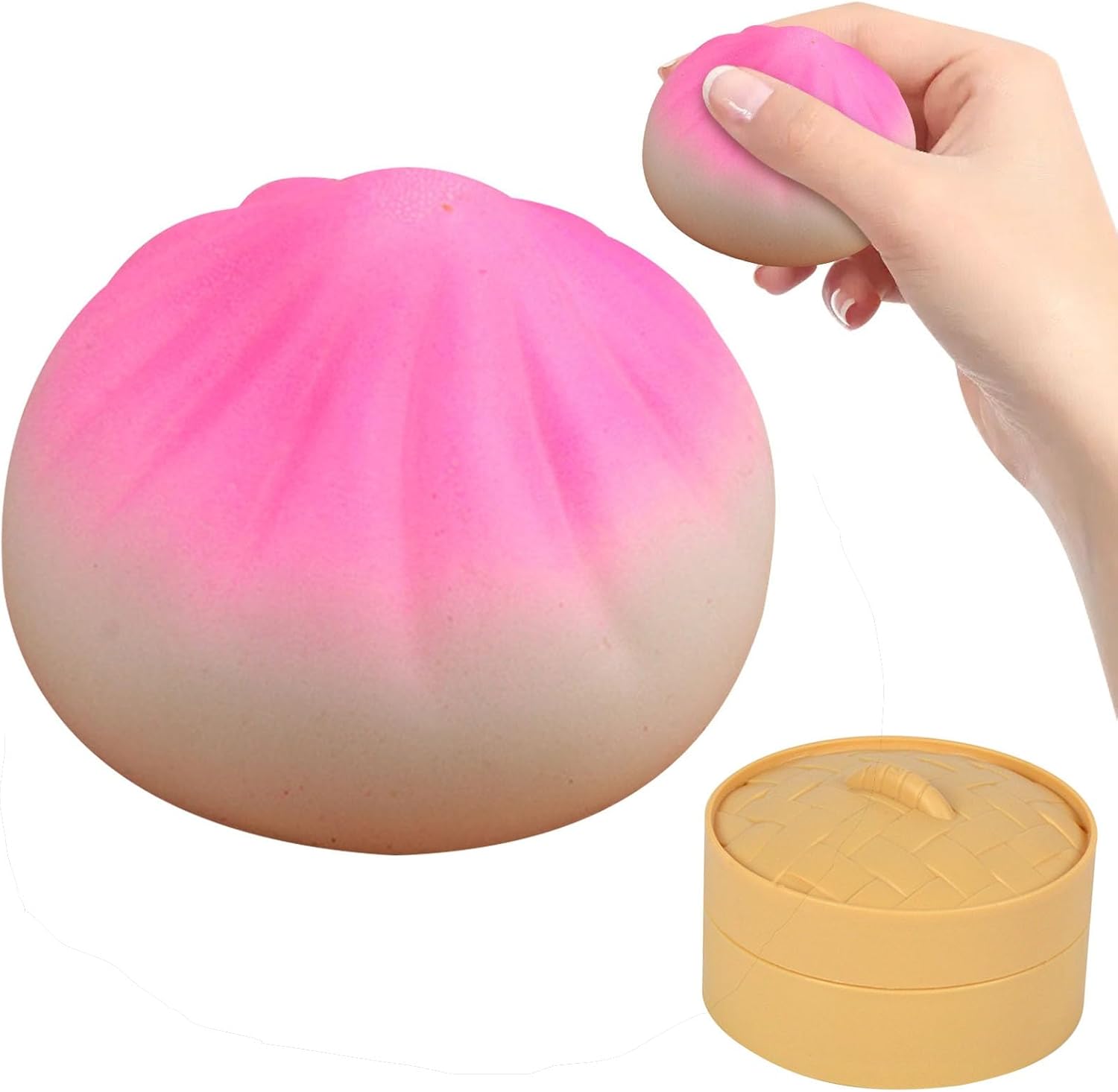 Dumpling Squishy Toy for Adults & Teens, Easter Basket Stuffers, Sensory Stress Dumpling with Unique Steamer Box, Fidget Toys for Stress Relief, Stocking Stuffers, Mystery Box Gift