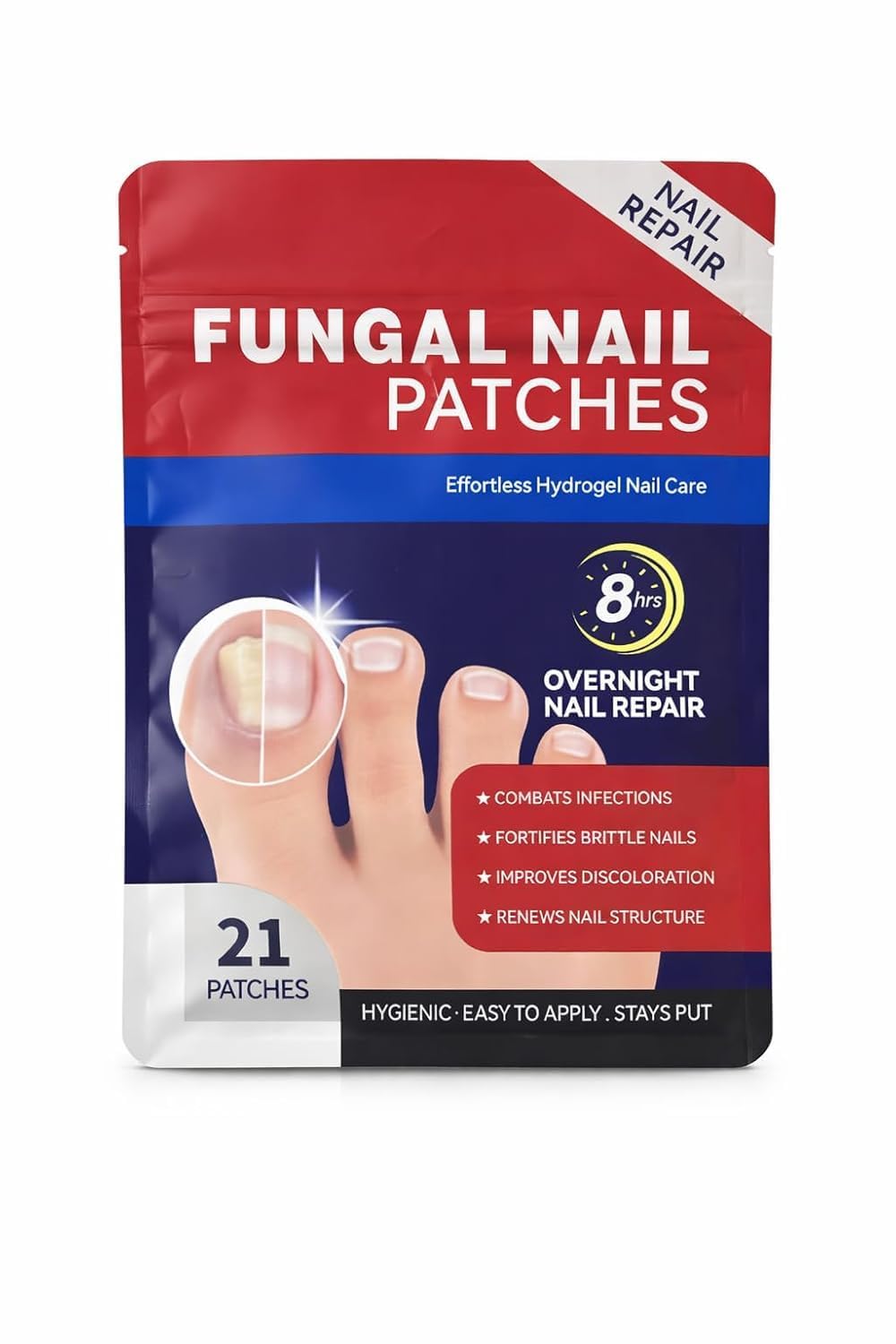 Advanced Fungal Nail Repair Patch Treatment – Powerful Antifungal Solution for Targets Damaged & Brittle Nails | Overnight Nighttime Easy-to-Use Large High-Effective Renewal Patches for Toenail & Fingernail. ( 21 PATCHES )-picture-12