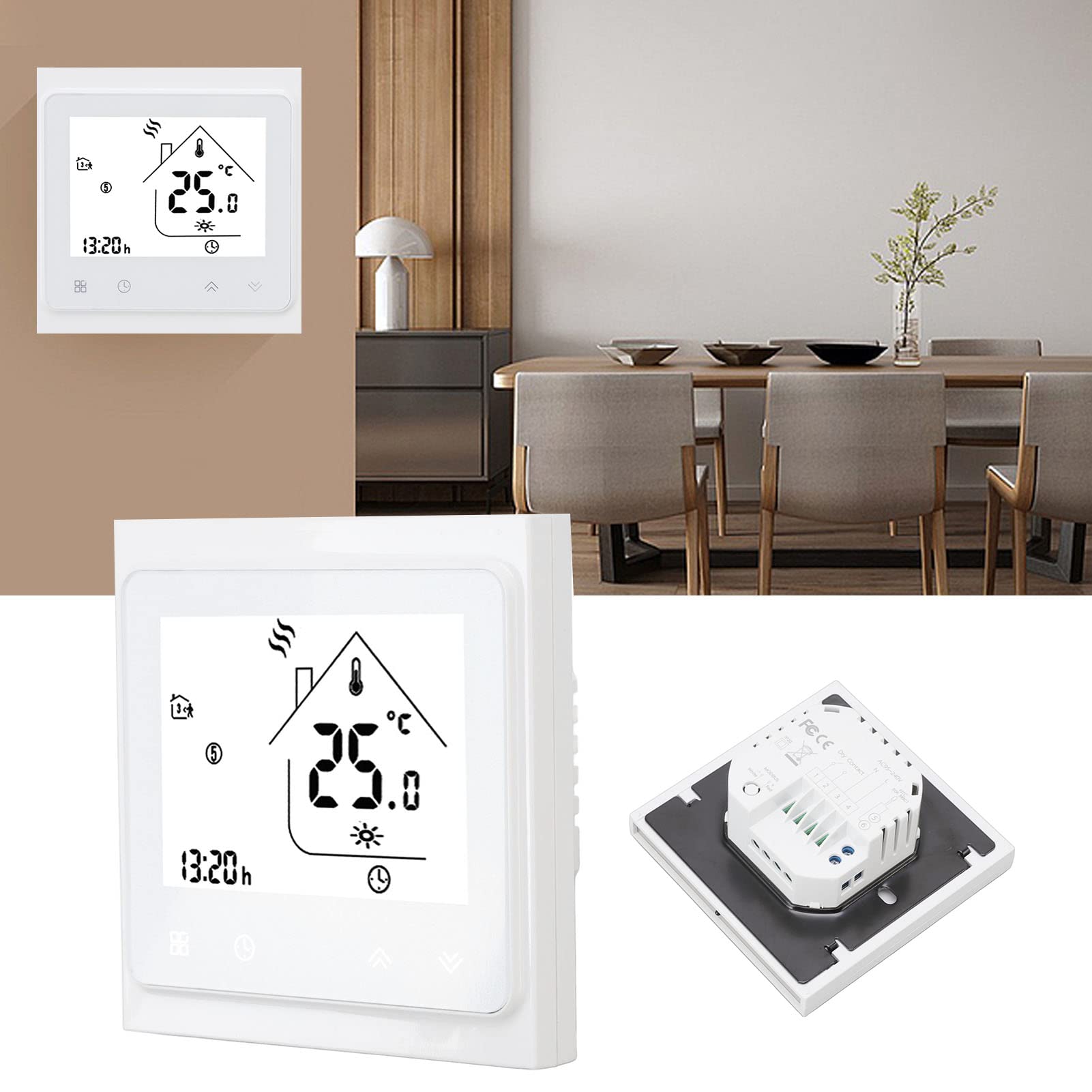 Gonetre Thermostat Heizkessel, Heizkessel, Thermostat Bht 002 gc Programmierbarer Thermostat Heizkessel, digitales Thermostat mit Touchscreen, mit LCD-Bildschirm