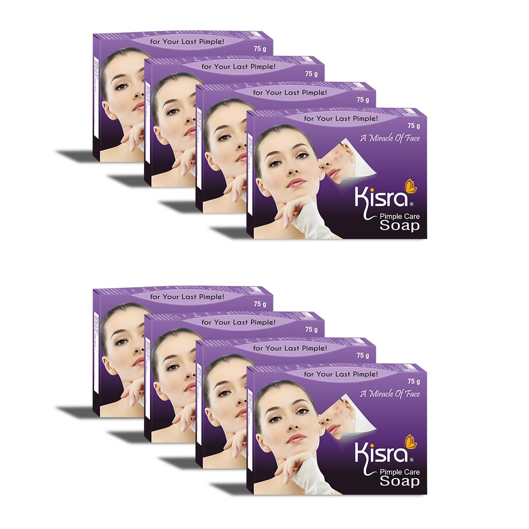 Kisra Pimple Care Soap for Acne, Pimple, Sun Tan, Blemishes, Fine Lines, Darkspots | Men & Women | All Skin Types - 75gm (Pack of 8)-image-16