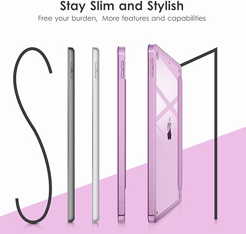 Miniatura 6 de VIKESI Funda para iPad de 9  8  7 generación de 10.2 pulgadas (versión 202120202019), parte trasera transparente, funda de marco de TPU a prueba de