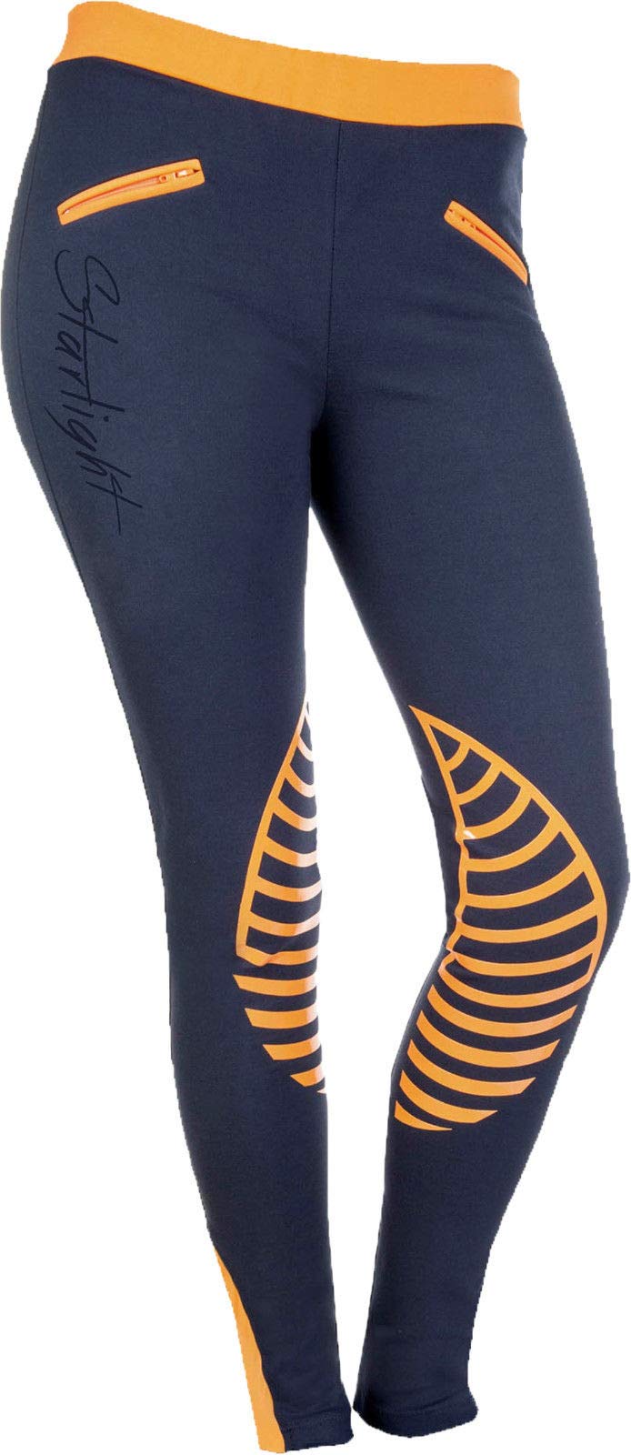 HKM 9228 Starlight, Leggings da Equitazione in Silicone, per Ragazze, Grigio Scuro/Sabbia, 36