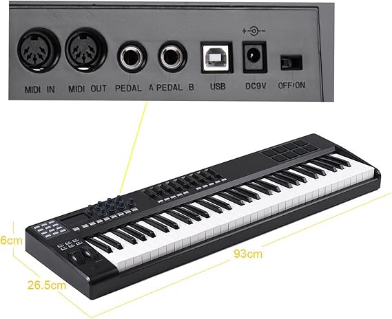 Portable 61-Key USB MIDI Keyboard Controller 8 RGB Colorful Backlit Trigger Pads Piano Midi Controller Electronic Keyboard