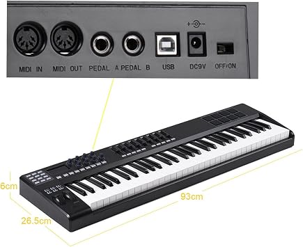 Portable 61-Key USB MIDI Keyboard Controller 8 RGB Colorful Backlit Trigger Pads Piano Midi Controller Electronic Keyboard