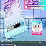 Pilaru for Google Pixel 7a Case [with Screen Protector] Clear Liquid Heart Glitter Soft TPU Bumper Cover Holographic Heart Girly Woman Protective Phone Case for Google Pixel 7a,Teal/Purple - Image 6