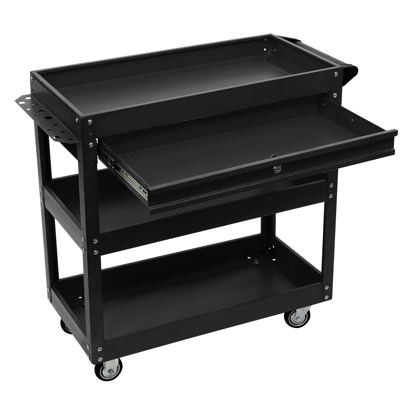 Carro de herramientas con ruedas y 3 plataformas de carga, con capacidad de carga hasta 150 kg, para todos los entornos, 76.3 x 35.3 x 83.5 cm, Negro HarBin-Star - Carro de herramientas