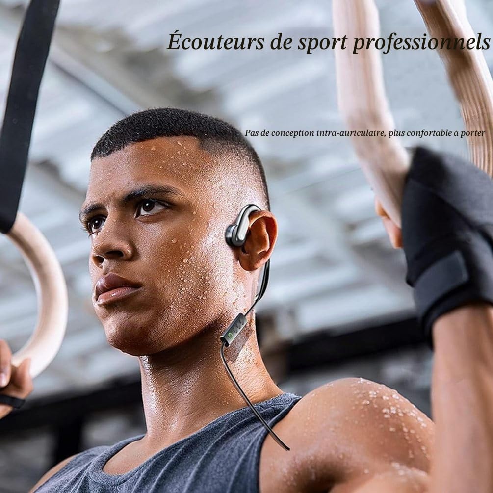 Casque filaire Bluetooth à conduction osseuse (3,5 mm ou type C), écouteurs ouverts avec microphone, écouteurs de sport pour la course à pied et le cyclisme