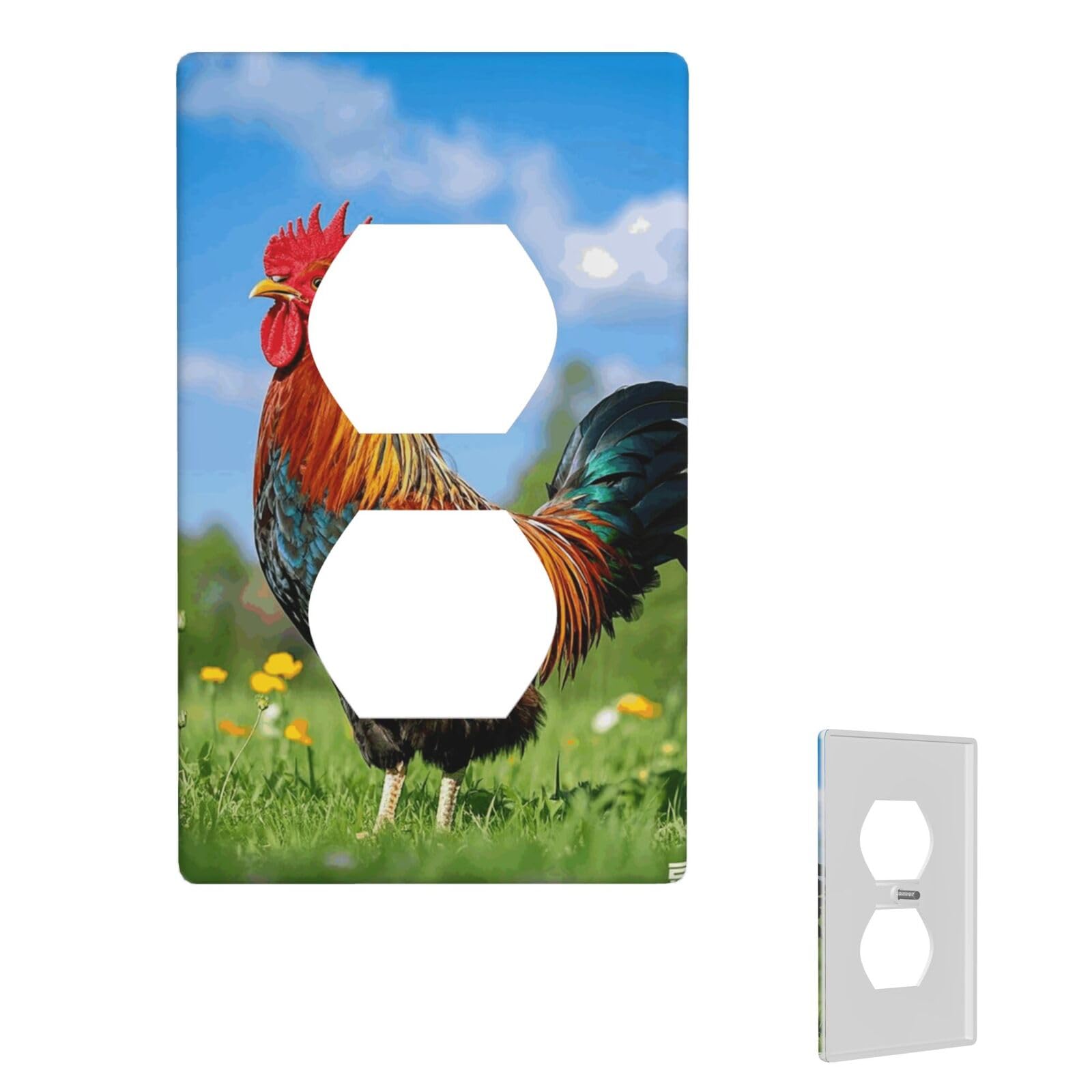 1-Gang Decorator Wall Plate rooster Light Switch Cover Single Gang Receptacle Wall Plate Standard Size 4.5" x 2.76" Wallplate Unbreakable Polycarbonate Outlet Faceplates Cover
