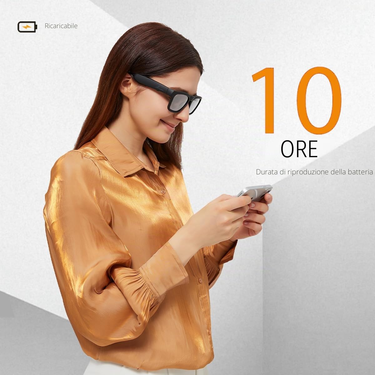 OhO Smart Glasses, occhiali da sole polarizzati con altoparlante Bluetooth, protezione UV atletica/all'aperto e controllo vocale, unisex (lenti grigie)