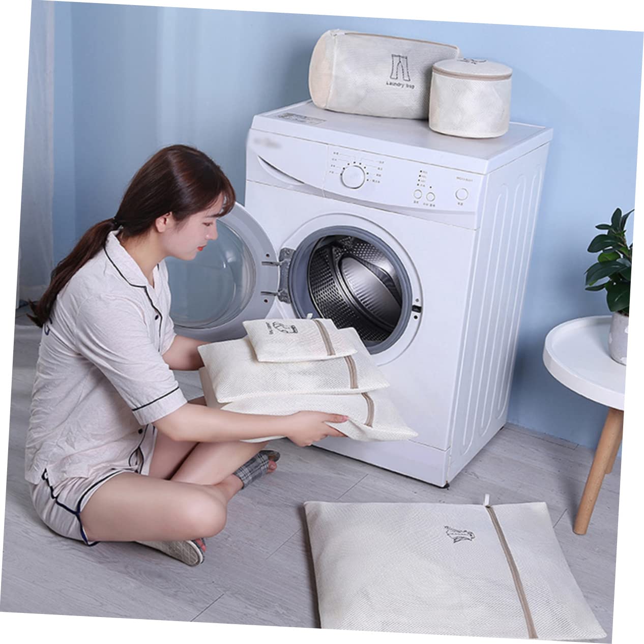 COLLBATH Wäschebeutel 6 Stück Polyester Beige Schützt Kleidung vor Ziehen und Reißverschlüssen für Waschmaschine und Reise