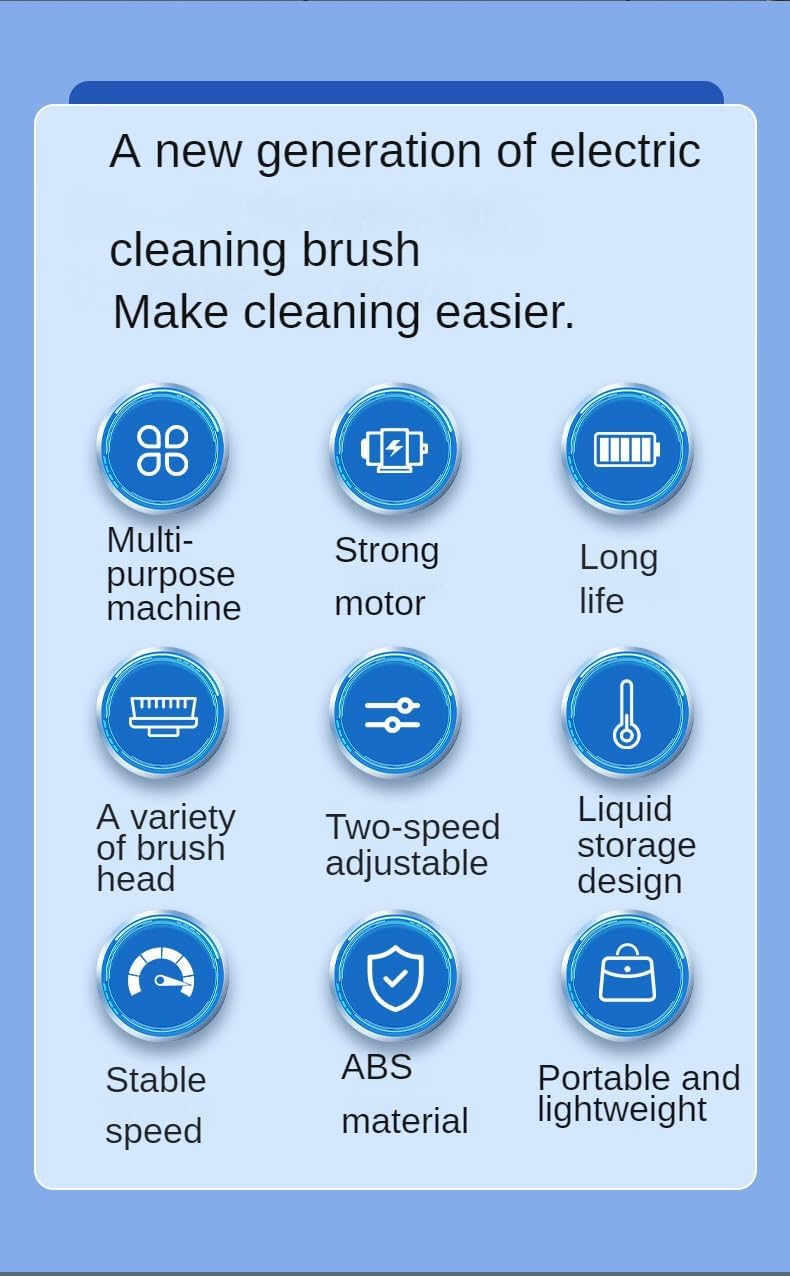 Electric Scrubber,Cordless Shower Cleaning Brush IPX7 Waterproof,Cordless Cleaning Brush Scrubber for Home, 2 Speeds Electric Scrubber,Cleaning Supplies for Tub Shower Tile Floor (C)