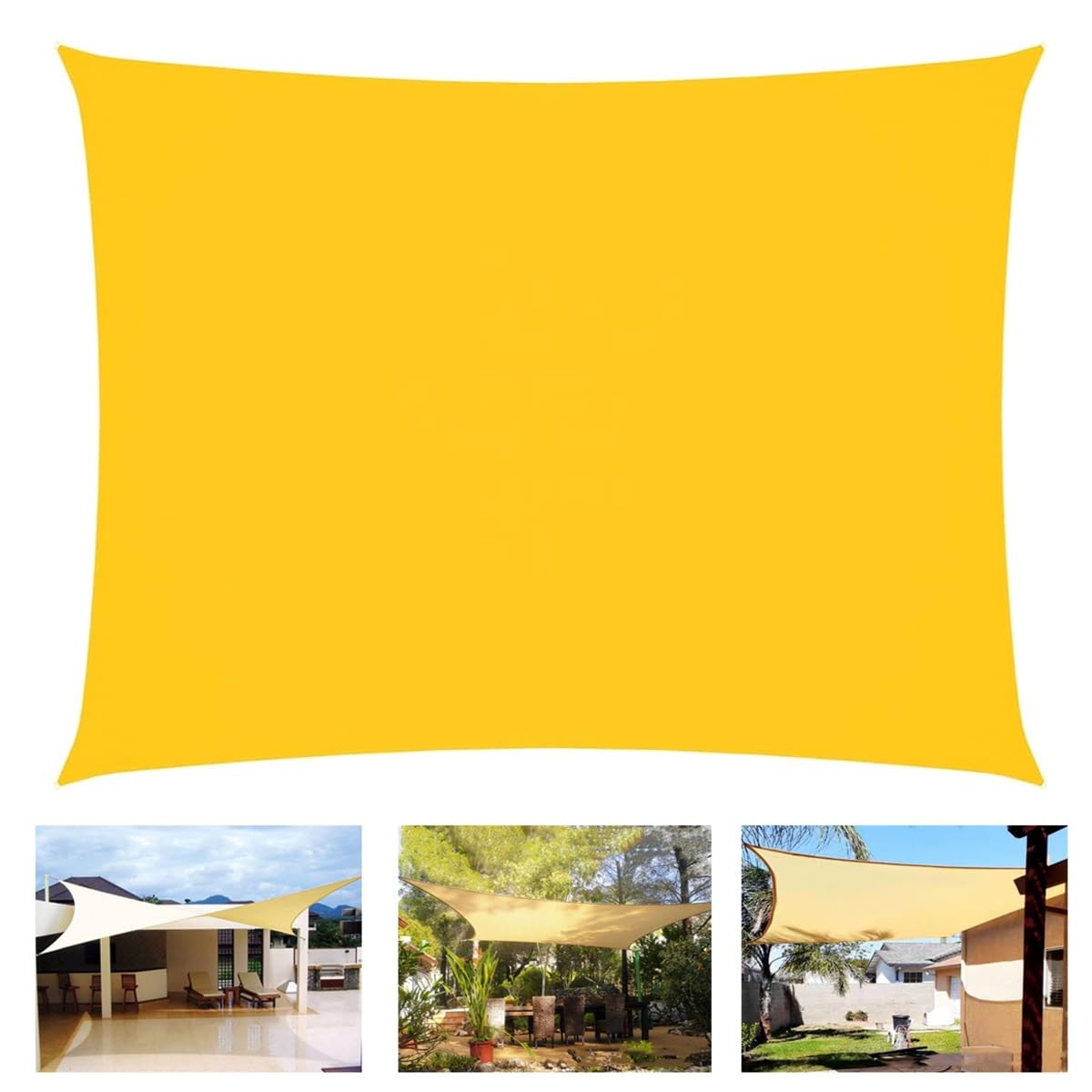 Voile d'ombrage rectangulaire jaune pour supprimer la chaleur de la terrasse