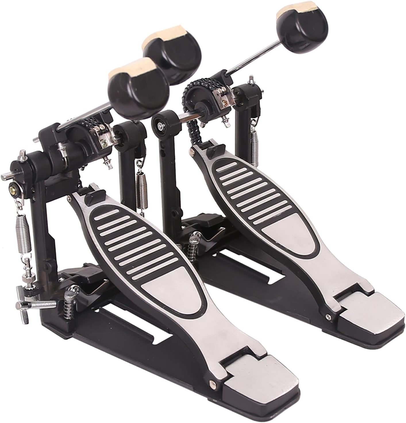 Double Bass Drum Pedal Double Kick Pedal for Bass Double Chain Drum Step on Hammer for Drum Set and Electronic Drums Double Chain Drive Adjustable Drum Machine Pedal Foot Percussion Hardware
