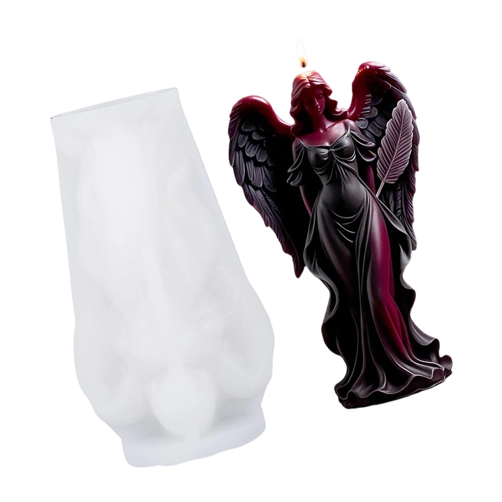 LUCKGONI Silicone Wing Angelic Girl Scented Candle Mold Goddesses Resin Casting Mold for Crafting Easy Releases